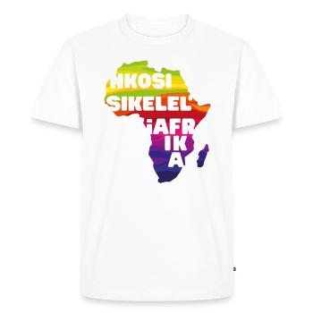 Nkosi Sikelel 'i Afrika God Bless Africa Map Carte - T-shirt Premium bio Homme - blanc - Devant - Nico (187cm)