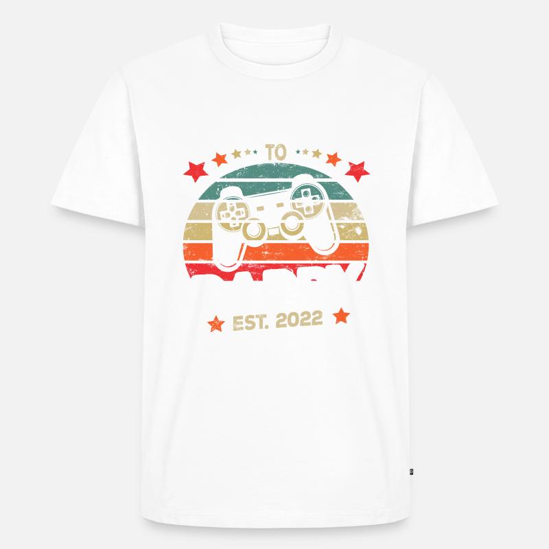 Werdender Vater 2022 Leveled Up To Daddy Geschenk - Männer Premium Bio T-Shirt - Weiß