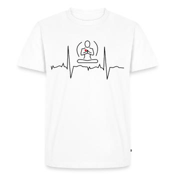 Battements de cœur pour la méditation - T-shirt Premium bio Homme - blanc - Devant - Nico (187cm)