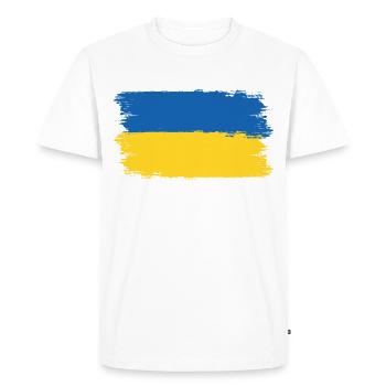 Ukraine Flag - Pray For Ukraine - Viva Ukraine - Men's Premium Organic T-Shirt - white - Front - Nico (187cm)