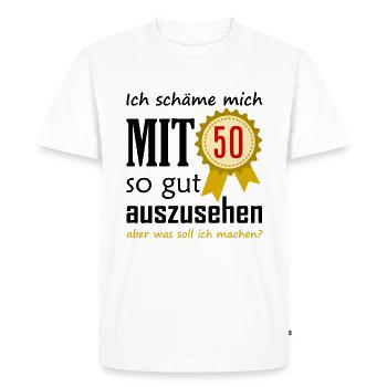 50 Years and Good Looking Fun T-Shirt Gift - Men's Premium Organic T-Shirt - white - Front - Nico (187cm)