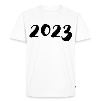 2023 - Jahr - Jahreswechsel - Männer Premium Bio T-Shirt - Weiß - Vorne - Nico (187cm)