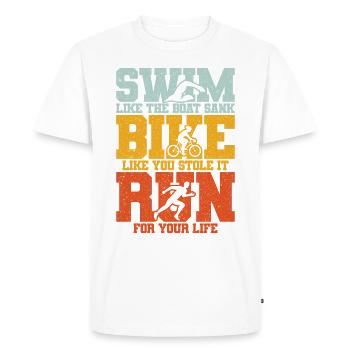 Triathlon - Natation Cyclisme Running Gift - T-shirt Premium bio Homme - blanc - Devant - Nico (187cm)