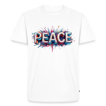 PEACE – an expression of freedom and hope - Men's Premium Organic T-Shirt - white - Front - Nico (187cm)
