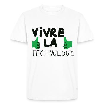 Vivre la technologie. - T-shirt Premium bio Homme - blanc - Devant - Nico (187cm)