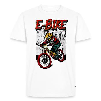 Vélo électrique Pedelec - T-shirt Premium bio Homme - blanc - Devant - Nico (187cm)