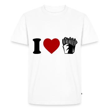I Love Pommes Frites French Fries Lover - Men's Premium Organic T-Shirt - white - Front - Nico (187cm)
