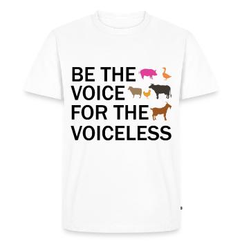 Soyez la voix du vegan sans voix - T-shirt Premium bio Homme - blanc - Devant - Nico (187cm)