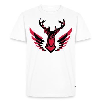 Grand cerf bien avec des ailes 2c C - T-shirt Premium bio Homme - blanc - Devant - Nico (187cm)