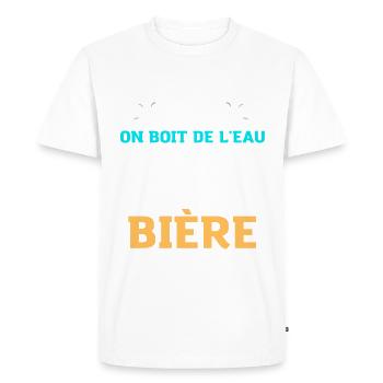 Humour bière vélo 2 - T-shirt Premium bio Homme - blanc - Devant - Nico (187cm)