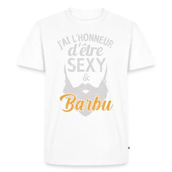 J'ai l'honneur d'être sexy et barbu 1 - T-shirt Premium bio Homme - blanc - Devant - Nico (187cm)