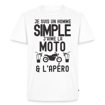 moto et apéritif 1 - T-shirt Premium bio Homme - blanc - Devant - Nico (187cm)
