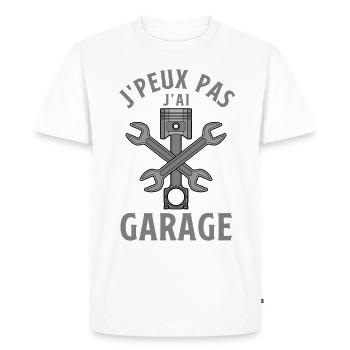 Je peux pas j ai garage - T-shirt Premium bio Homme - blanc - Devant - Nico (187cm)