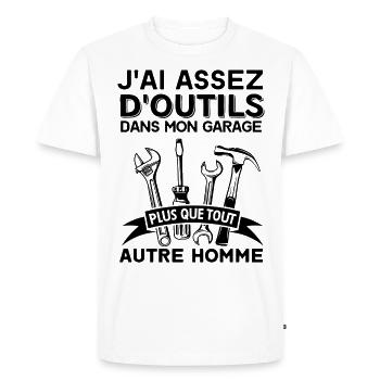 J'AI ASSEZ D'OUTILS DANS MON GARAGE 2 - T-shirt Premium bio Homme - blanc - Devant - Nico (187cm)