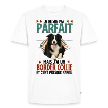 Humour border collie 5 - T-shirt Premium bio Homme - blanc - Devant - Nico (187cm)