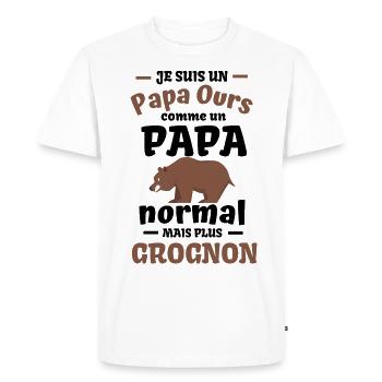 Papa Ours grognon 2 - T-shirt Premium bio Homme - blanc - Devant - Nico (187cm)