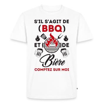 Barbecue et bière 1 - T-shirt Premium bio Homme - blanc - Devant - Nico (187cm)
