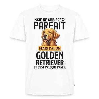 Chien de race golden retriever chien doux - T-shirt Premium bio Homme - blanc - Devant - Nico (187cm)