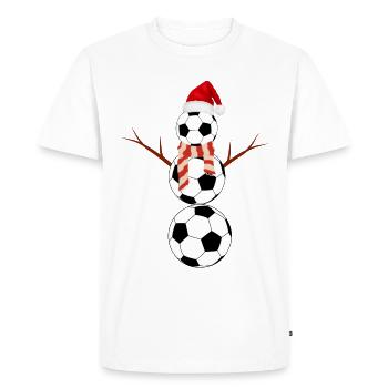 Funny Christmas Football Snowman - Men's Premium Organic T-Shirt - white - Front - Nico (187cm)