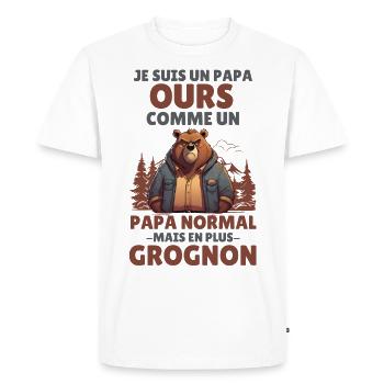 Je suis un papa ours grognon 1 - T-shirt Premium bio Homme - blanc - Devant - Nico (187cm)