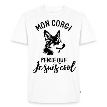 Corgi chien doux éducation canine - T-shirt Premium bio Homme - blanc - Devant - Nico (187cm)
