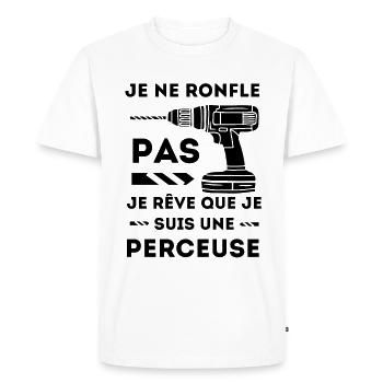 Humour perceuse bricoleur - T-shirt Premium bio Homme - blanc - Devant - Nico (187cm)