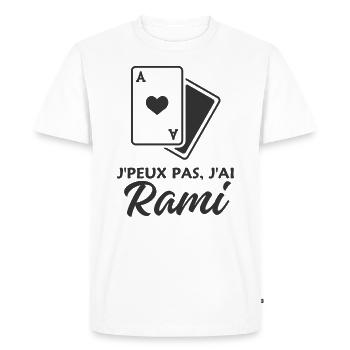 Jeu de cartes rami poker - T-shirt Premium bio Homme - blanc - Devant - Nico (187cm)