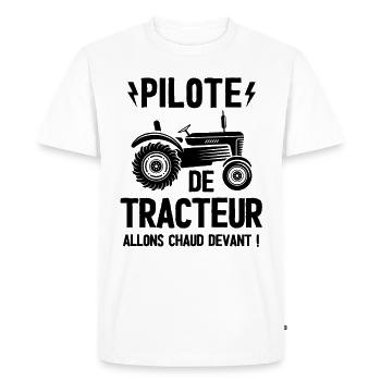 Pilote de tracteur agriculture - T-shirt Premium bio Homme - blanc - Devant - Nico (187cm)