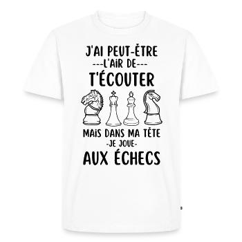 Jouer aux échecs - T-shirt Premium bio Homme - blanc - Devant - Nico (187cm)