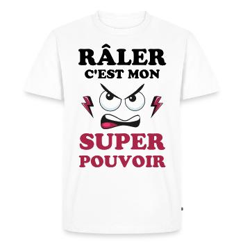 Râler c est mon super pouvoir 2 - T-shirt Premium bio Homme - blanc - Devant - Nico (187cm)
