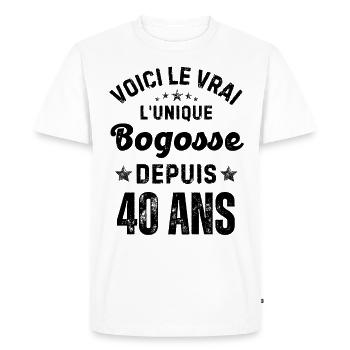 Voici le vrai,l'unique bogosse depuis 40 ans - T-shirt Premium bio Homme - blanc - Devant - Nico (187cm)
