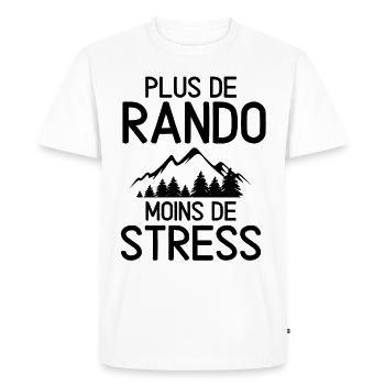 Plus de randonnée moins de stress - T-shirt Premium bio Homme - blanc - Devant - Nico (187cm)