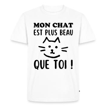 Mon Chat doux est plus beau que toi - T-shirt Premium bio Homme - blanc - Devant - Nico (187cm)