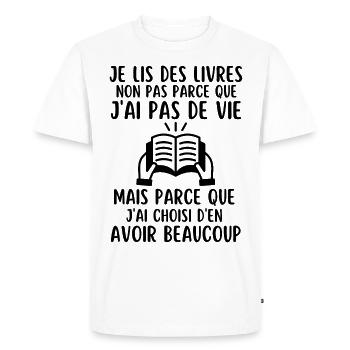 Humour livre lecture - T-shirt Premium bio Homme - blanc - Devant - Nico (187cm)