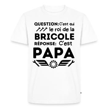 C est papa le roi de la bricole 2 - T-shirt Premium bio Homme - blanc - Devant - Nico (187cm)