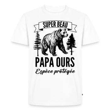 Papa Ours grognon humour - T-shirt Premium bio Homme - blanc - Devant - Nico (187cm)