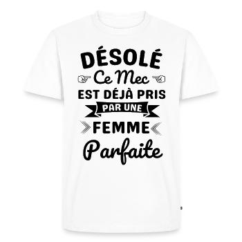 Ce Mec Est déjà pris par une femme parfaite - T-shirt Premium bio Homme - blanc - Devant - Nico (187cm)
