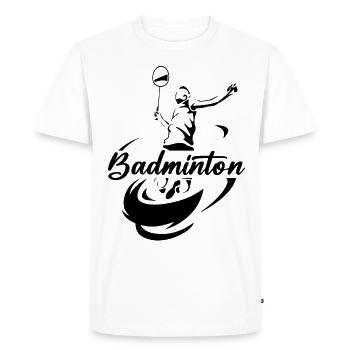 Badminton - T-shirt Premium bio Homme - blanc - Devant - Nico (187cm)