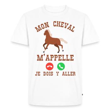 Mon cheval m appelle je dois y aller - T-shirt Premium bio Homme - blanc - Devant - Nico (187cm)