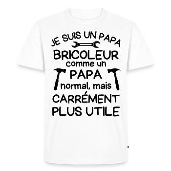 Papa bricoleur carrément plus utile - T-shirt Premium bio Homme - blanc - Devant - Nico (187cm)