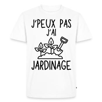 Je peux pas j ai jardinage jardinière jardinier 1 - T-shirt Premium bio Homme - blanc - Devant - Nico (187cm)