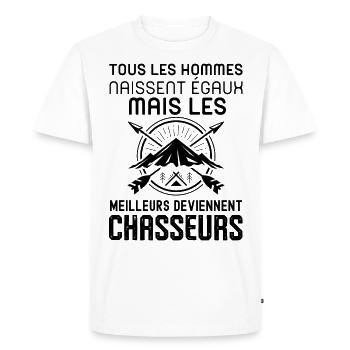 Les meilleurs hommes deviennent chasseurs - T-shirt Premium bio Homme - blanc - Devant - Nico (187cm)