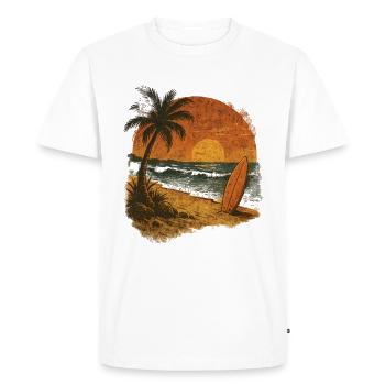 Palmier plage planche de surf - T-shirt Premium bio Homme - blanc - Devant - Nico (187cm)