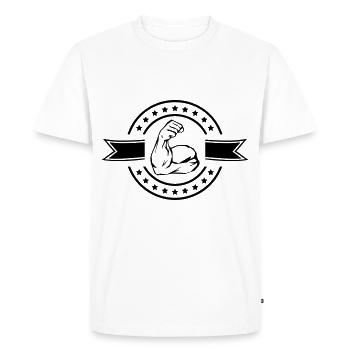 muscles bras biceps logo - T-shirt Premium bio Homme - blanc - Devant - Nico (187cm)