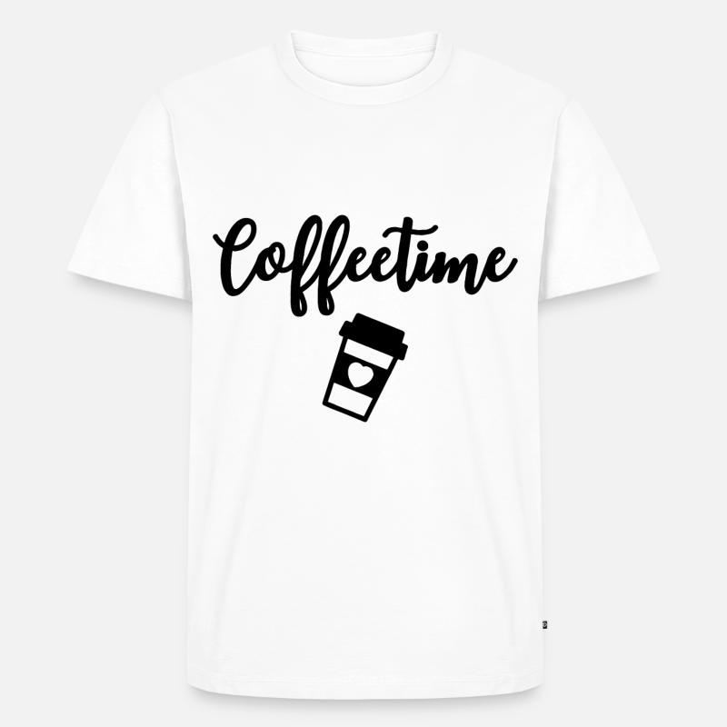 Coffeetime Kaffeetrinker - Männer Premium Bio T-Shirt - Weiß