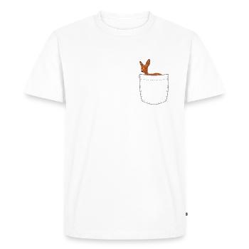 Breast bag with deer - Men's Premium Organic T-Shirt - white - Front - Nico (187cm)