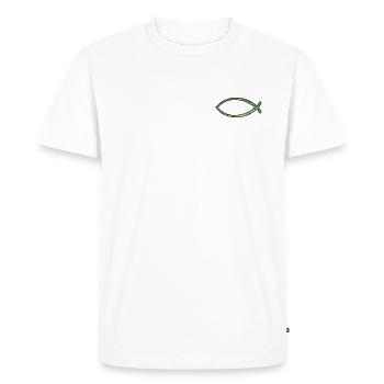 Poisson Ichtus (diamant, vert) - T-shirt Premium bio Homme - blanc - Devant - Nico (187cm)