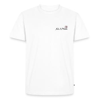 Police cursive en forme de cœur n°1 de la mère - T-shirt Premium bio Homme - blanc - Devant - Nico (187cm)