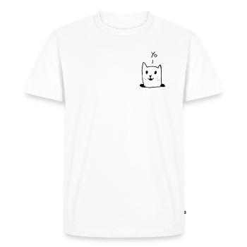 Cat Cool - Mannen Premium Bio T-shirt - wit - Voor - Nico (187cm)