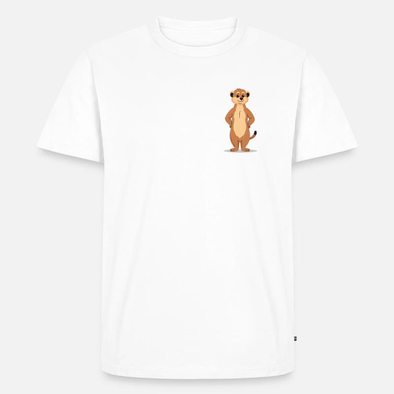 Erdmännchen-Lustiges Comic Tier Shirt - Männer Premium Bio T-Shirt - Weiß
